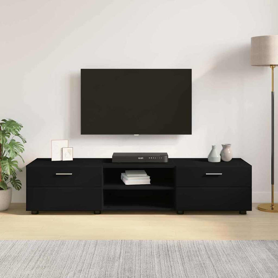 Houten Kast met lade Zwart 150 x 39 x 30 cm Bewerkt hout