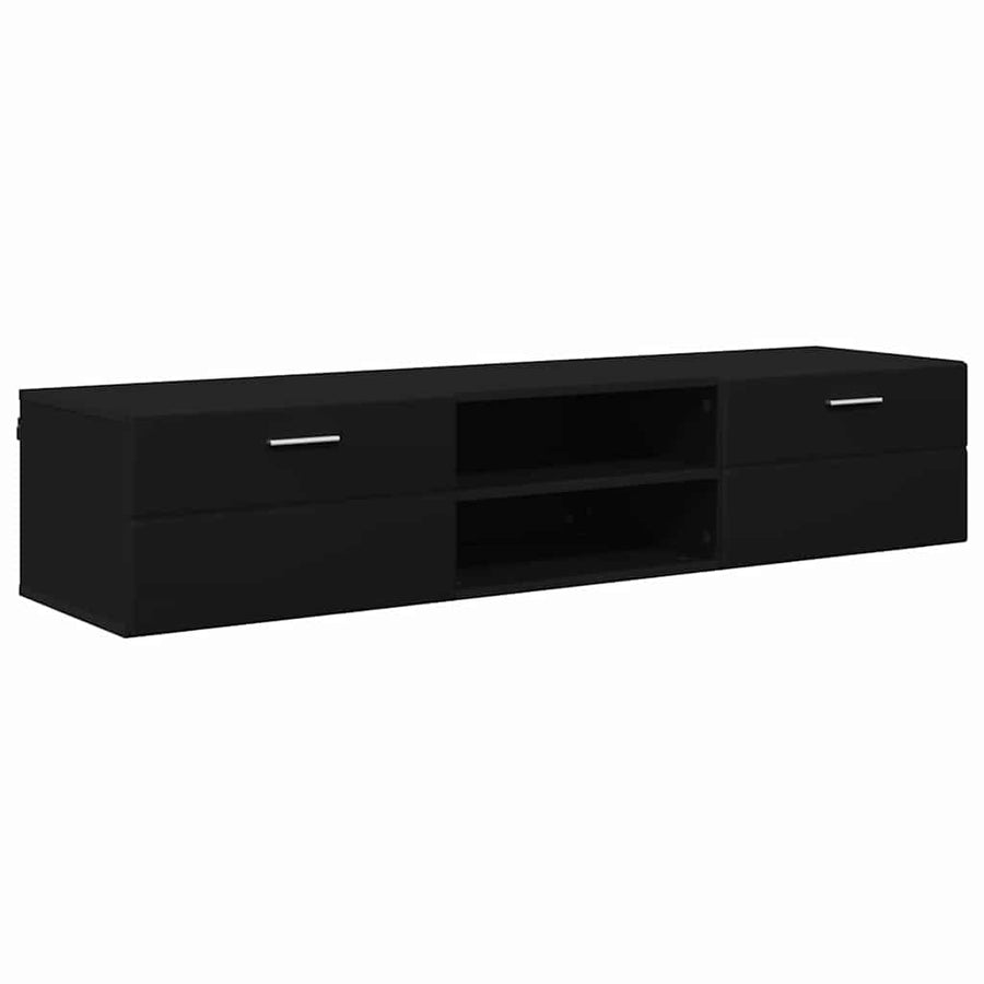 Houten Kast met lade Zwart 150 x 39 x 30 cm Bewerkt hout