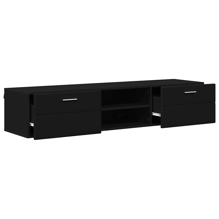 Houten Kast met lade Zwart 150 x 39 x 30 cm Bewerkt hout