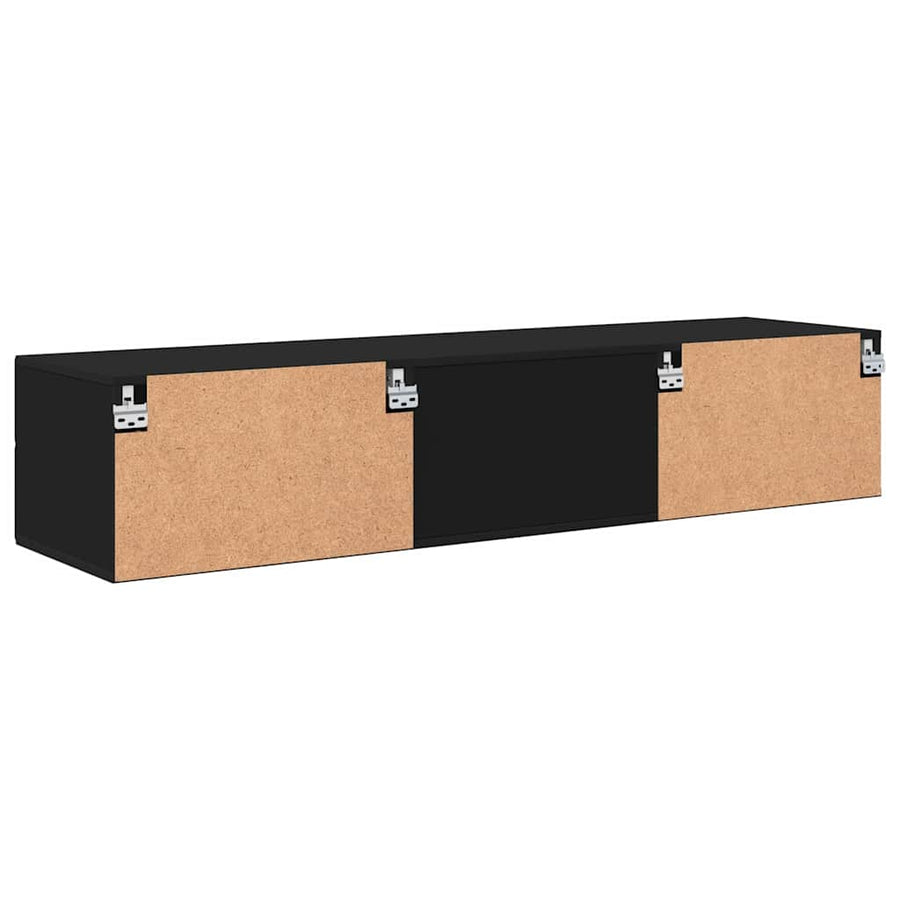 Houten Kast met lade Zwart 150 x 39 x 30 cm Bewerkt hout