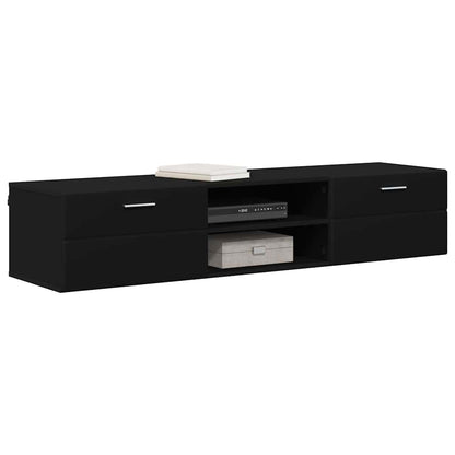 Houten Kast met lade Zwart 150 x 39 x 30 cm Bewerkt hout