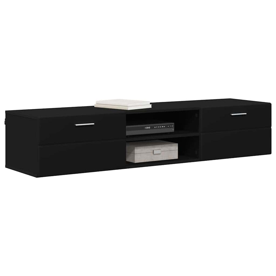 Houten Kast met lade Zwart 150 x 39 x 30 cm Bewerkt hout