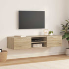 Bewerkt houten kast Sonoma eiken 150x39x30 cm met lade
