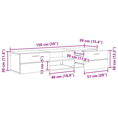 Houten Kast Gerookt eiken 150 x 39 x 30 cm Bewerkt hout