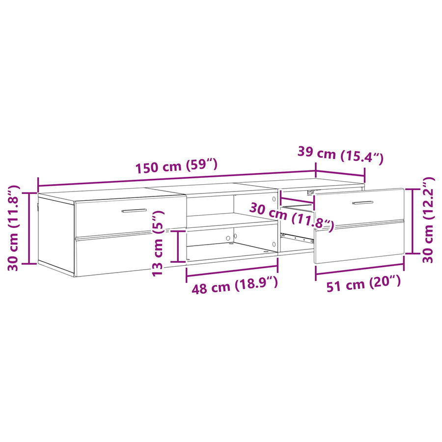 Houten Kast met lade Oudhout 150 x 39 x 30 cm Bewerkt hout
