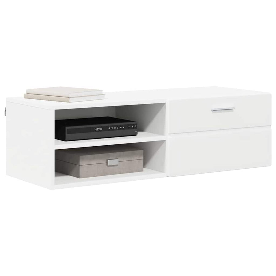 Houten Kast met lade Wit 100,5 x 39 x 30 cm Bewerkt hout