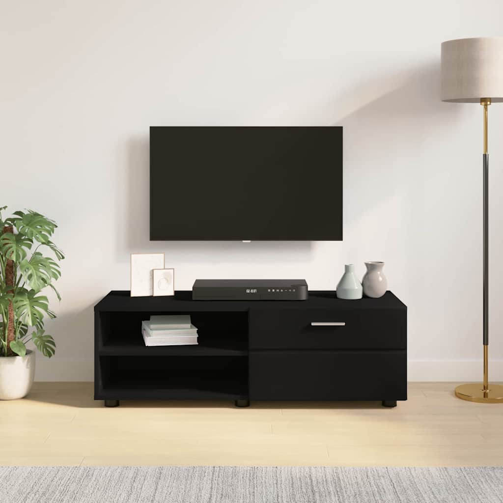 Houten Kast met lade Zwart 100,5 x 39 x 30 cm Bewerkt hout
