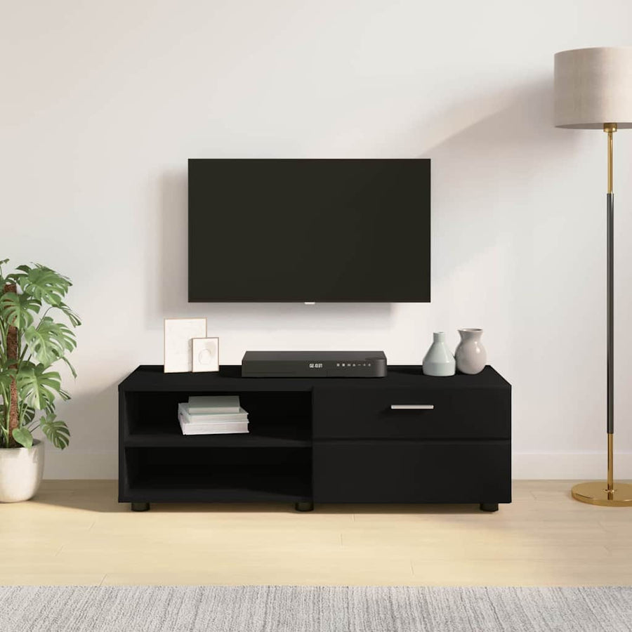 Houten Kast met lade Zwart 100,5 x 39 x 30 cm Bewerkt hout