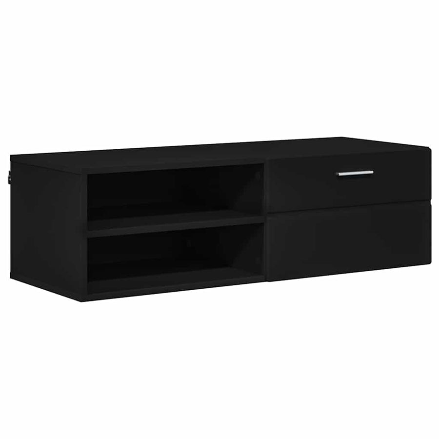 Houten Kast met lade Zwart 100,5 x 39 x 30 cm Bewerkt hout