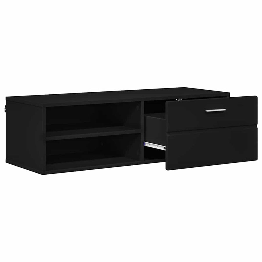 Houten Kast met lade Zwart 100,5 x 39 x 30 cm Bewerkt hout