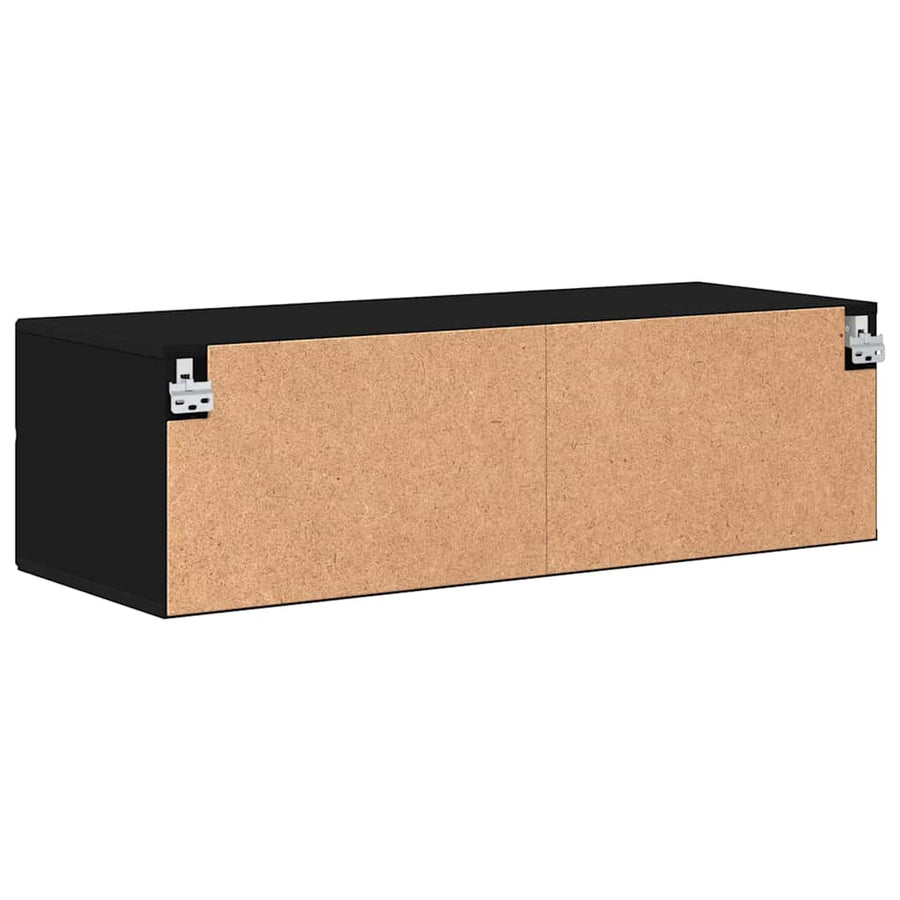 Houten Kast met lade Zwart 100,5 x 39 x 30 cm Bewerkt hout