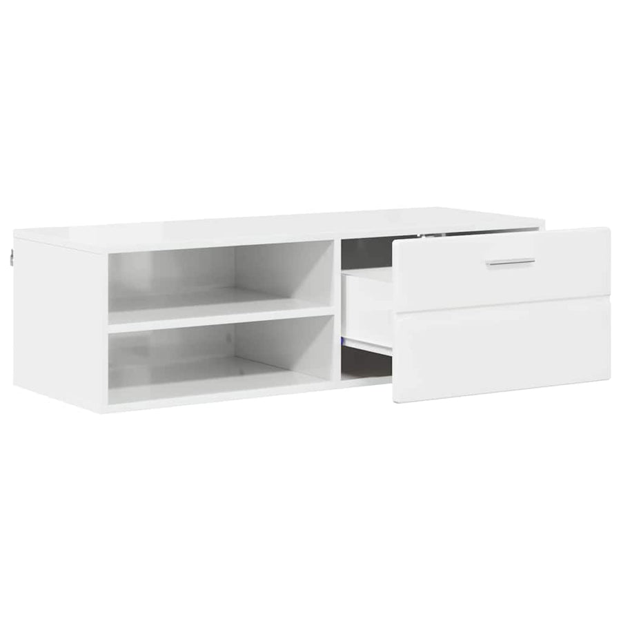 Houten Kast Hoogglans wit 100,5 x 39 x 30 cm Bewerkt hout