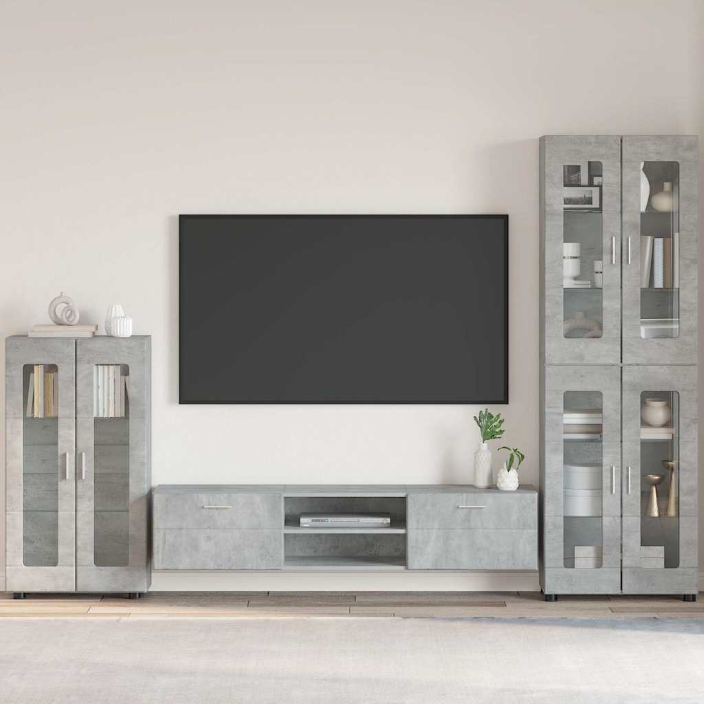 Dressoir met plank Beton Grijs 55,5 x 29 x 100 cm Bewerkt hout
