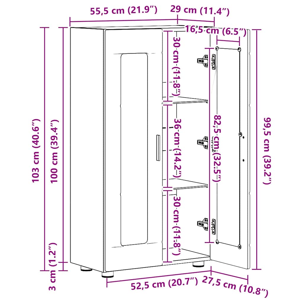 Dressoir met plank Beton Grijs 55,5 x 29 x 100 cm Bewerkt hout