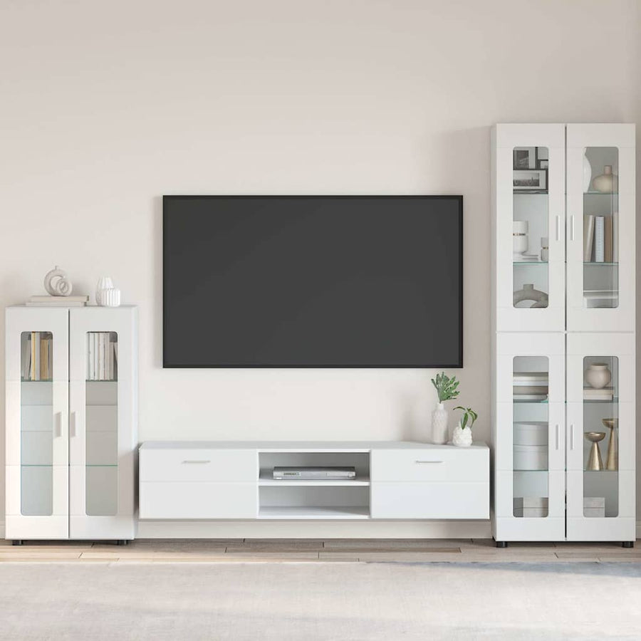 Dressoir Hoogglans wit 55,5 x 29 x 100 cm Bewerkt hout
