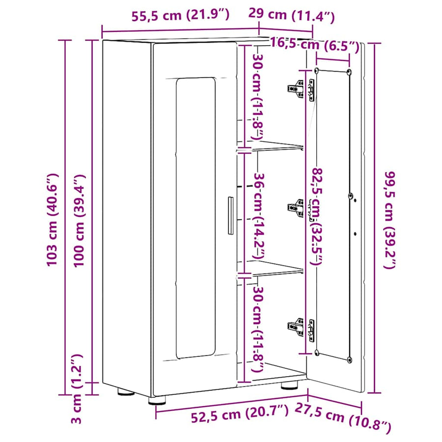 Dressoir Hoogglans wit 55,5 x 29 x 100 cm Bewerkt hout