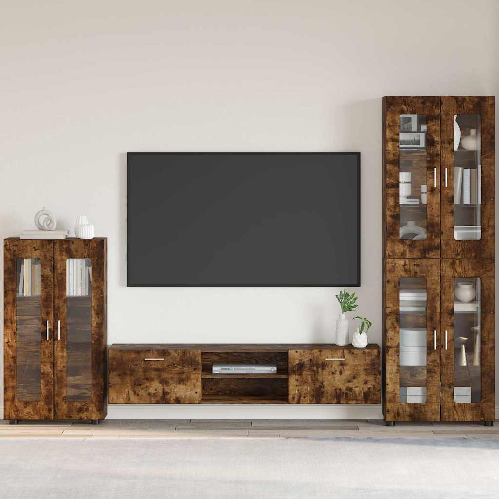 Dressoir Gerookt eiken 55,5 x 29 x 100 cm Bewerkt hout