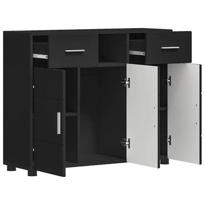 Houten Kast met lade Zwart 88,5 x 30,5 x 73 cm Bewerkt hout
