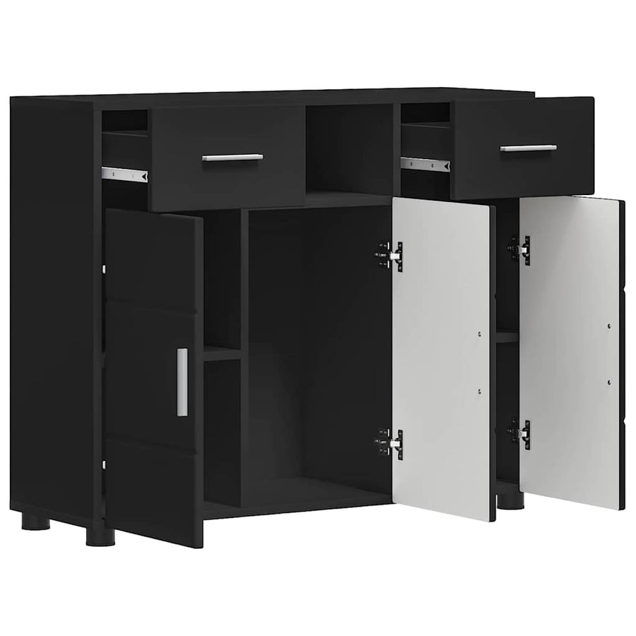 Houten Kast met lade Zwart 88,5 x 30,5 x 73 cm Bewerkt hout