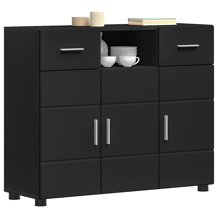 Houten Kast met lade Zwart 88,5 x 30,5 x 73 cm Bewerkt hout