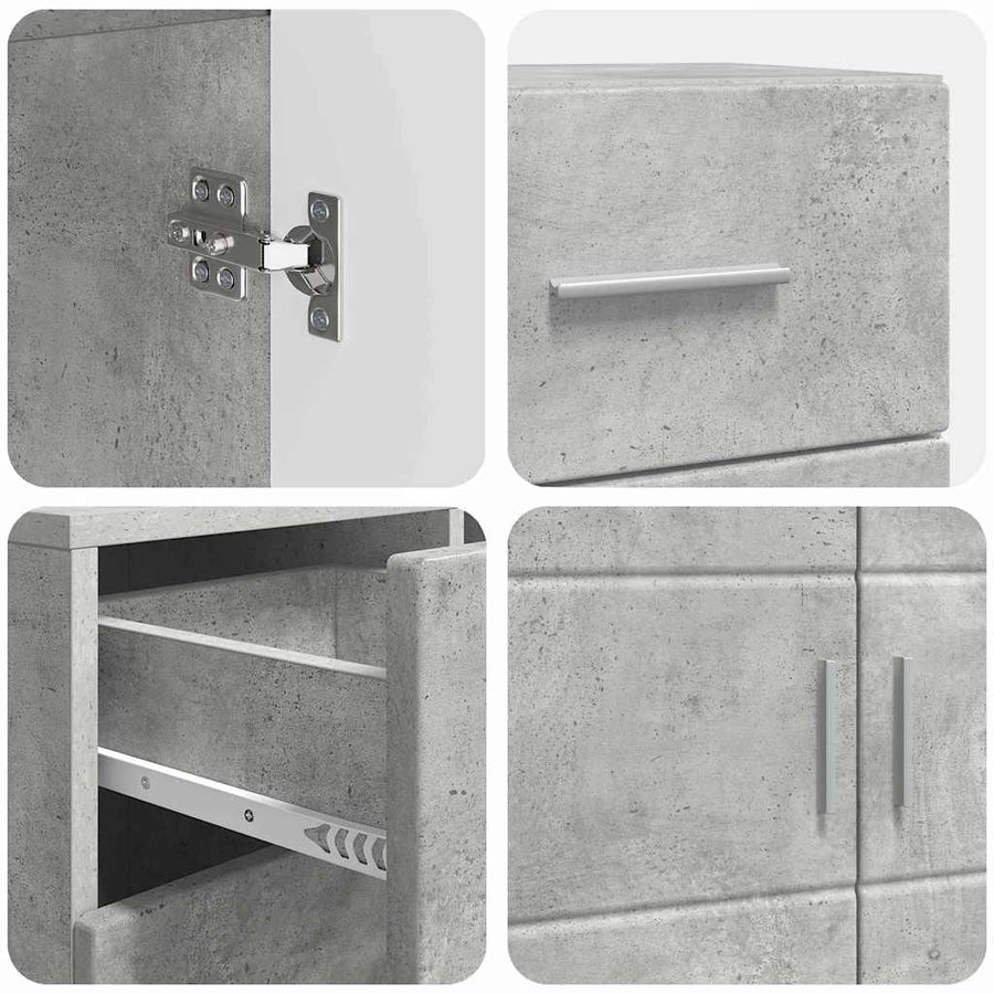 Houten Kast Beton Grijs 88,5 x 30,5 x 73 cm Bewerkt hout