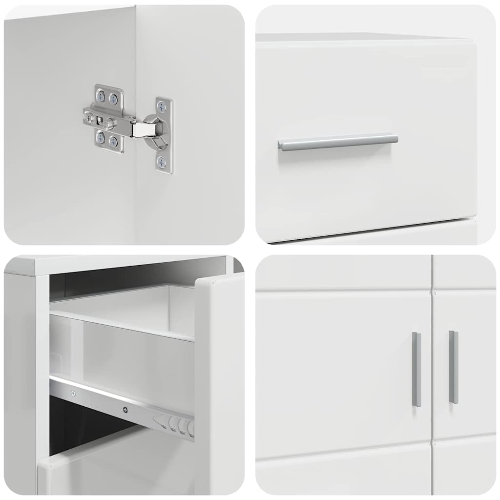 Houten Kast Hoogglans wit 88,5 x 30,5 x 73 cm Bewerkt hout