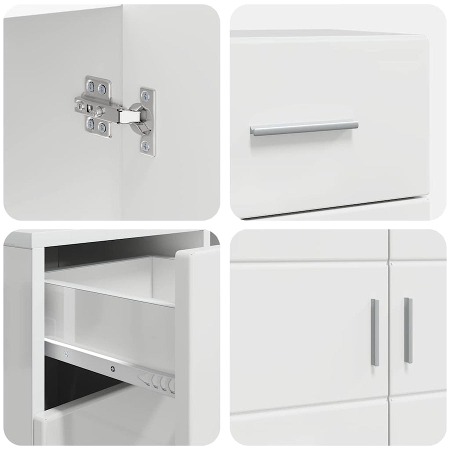 Houten Kast Hoogglans wit 88,5 x 30,5 x 73 cm Bewerkt hout