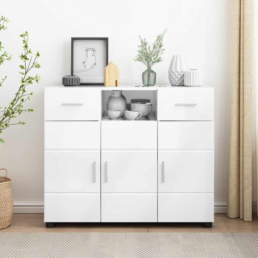 Houten Kast Hoogglans wit 88,5 x 30,5 x 73 cm Bewerkt hout