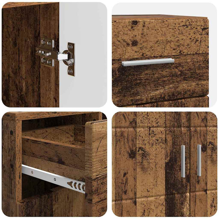 Houten Kast met lade Oudhout 88,5 x 30,5 x 73 cm Bewerkt hout