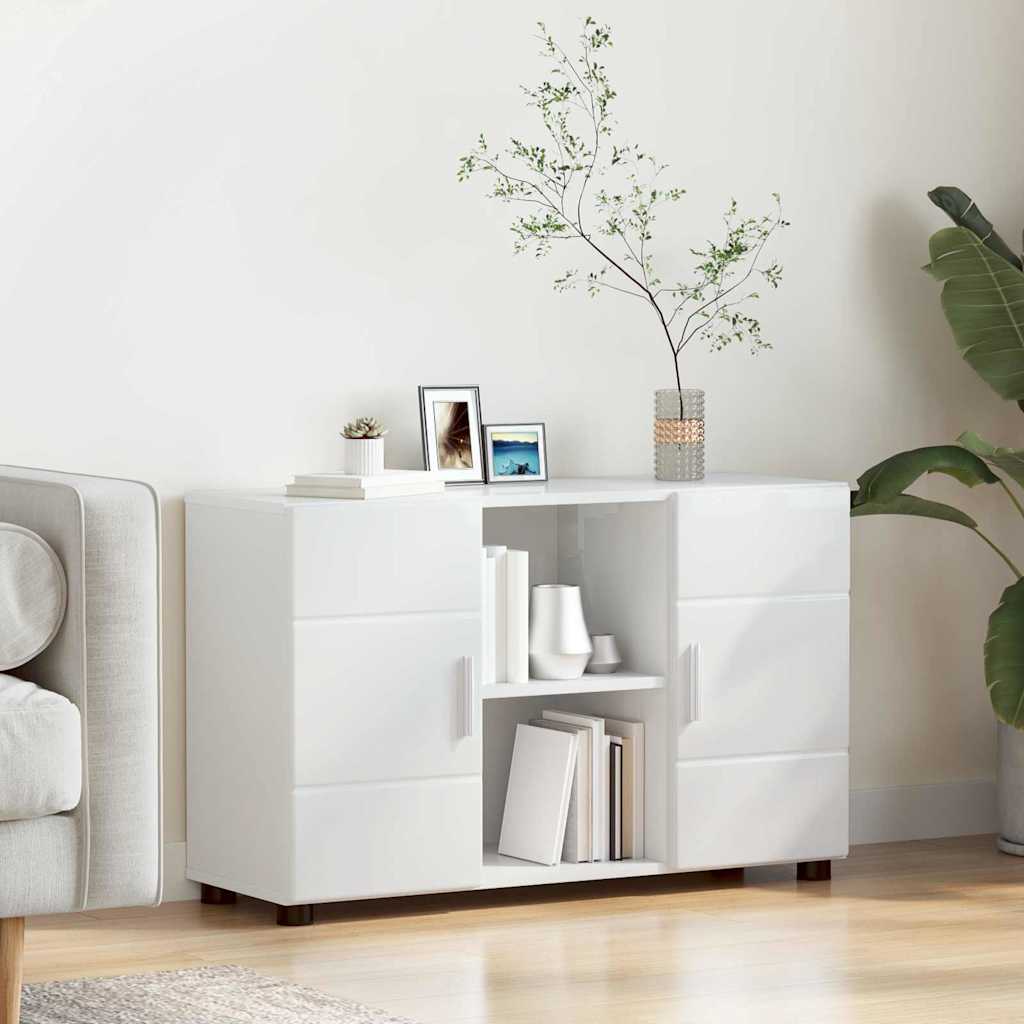 Dressoir Hoogglans wit 88,5 x 30,5 x 55,5 cm Bewerkt hout