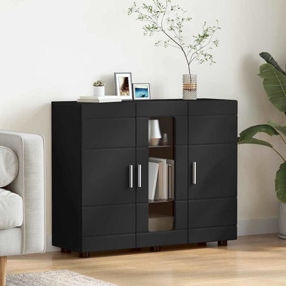 Houten Kast met opslag Zwart 88,5 x 30,5 x 73 cm Bewerkt hout