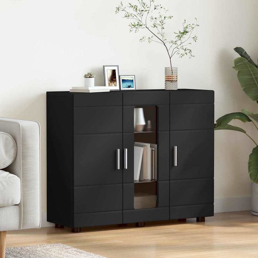 Houten Kast met opslag Zwart 88,5 x 30,5 x 73 cm Bewerkt hout