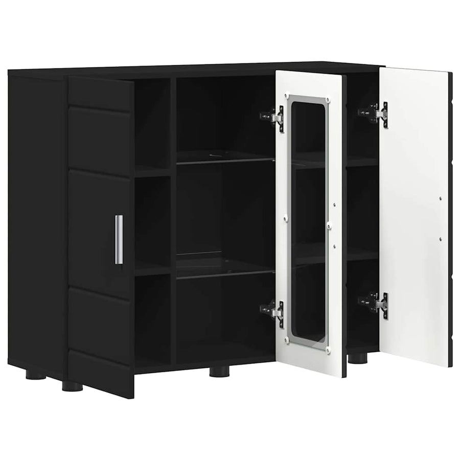 Houten Kast met opslag Zwart 88,5 x 30,5 x 73 cm Bewerkt hout