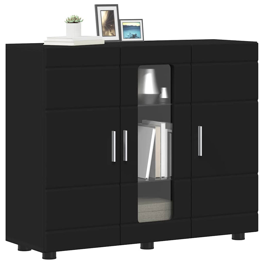 Houten Kast met opslag Zwart 88,5 x 30,5 x 73 cm Bewerkt hout