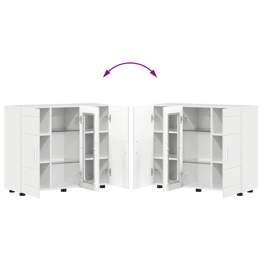 Houten Kast Hoogglans wit 88,5 x 30,5 x 73 cm Bewerkt hout