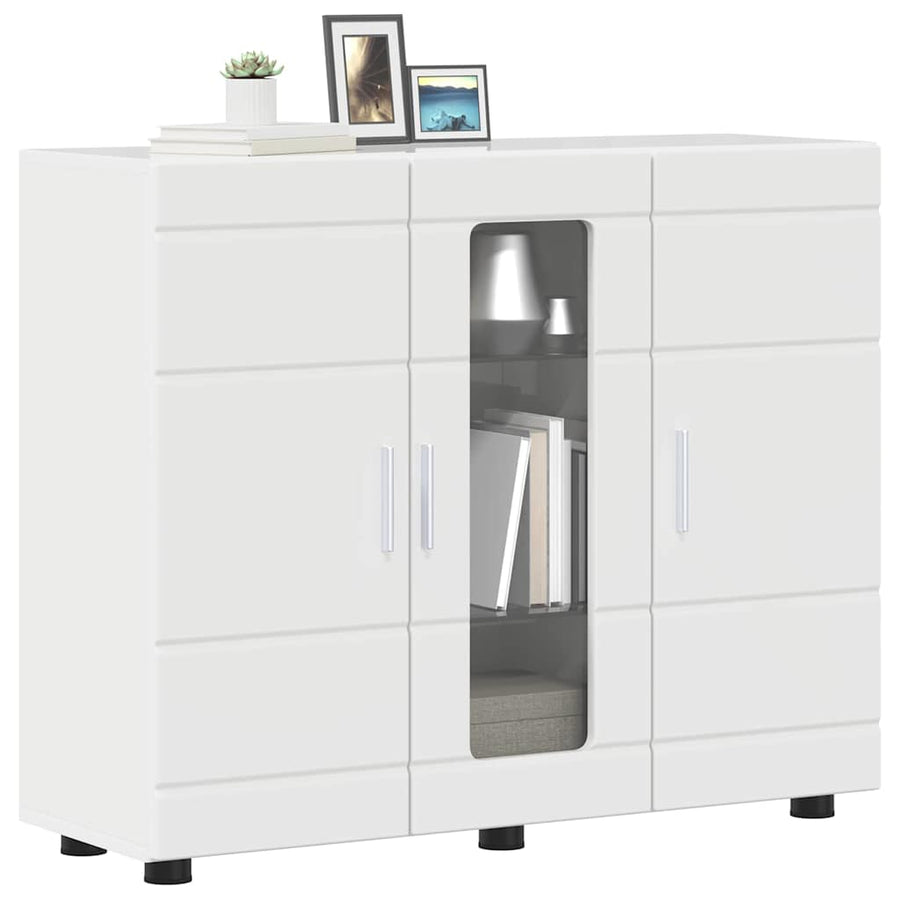 Houten Kast Hoogglans wit 88,5 x 30,5 x 73 cm Bewerkt hout