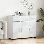 Dressoir 88,5x30,5x73 cm hoogglans wit bewerkt hout