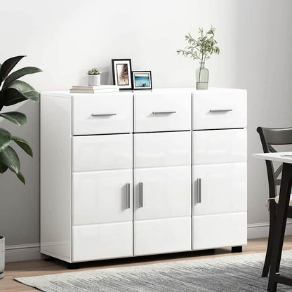 Dressoir Hoogglans wit 88,5 x 30,5 x 73 cm Bewerkt hout