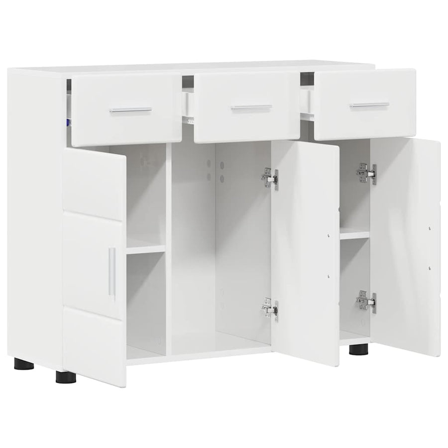 Dressoir Hoogglans wit 88,5 x 30,5 x 73 cm Bewerkt hout