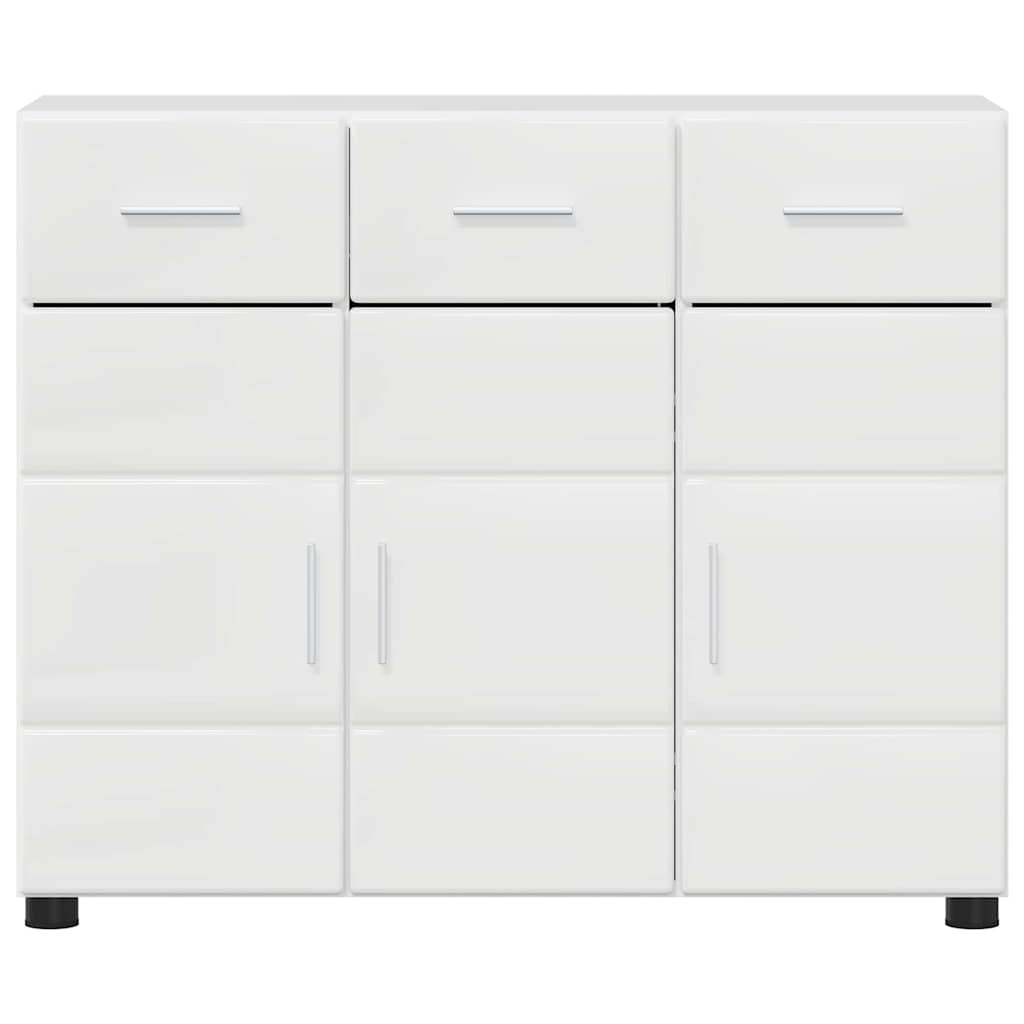 Dressoir Hoogglans wit 88,5 x 30,5 x 73 cm Bewerkt hout