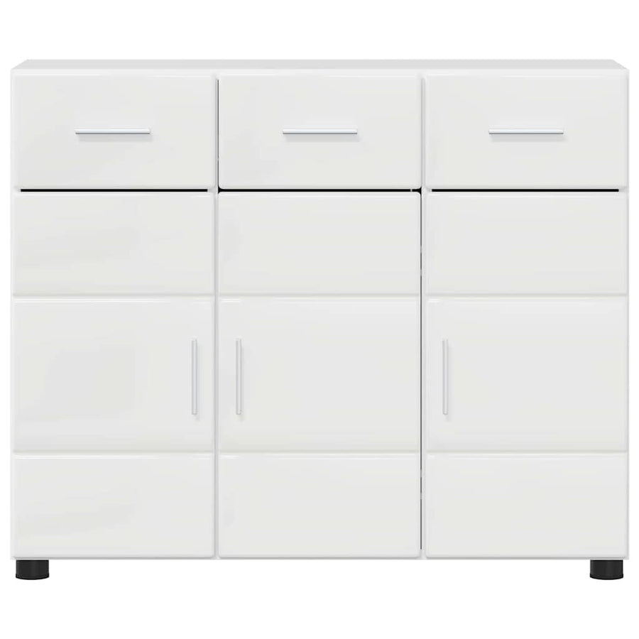 Dressoir Hoogglans wit 88,5 x 30,5 x 73 cm Bewerkt hout