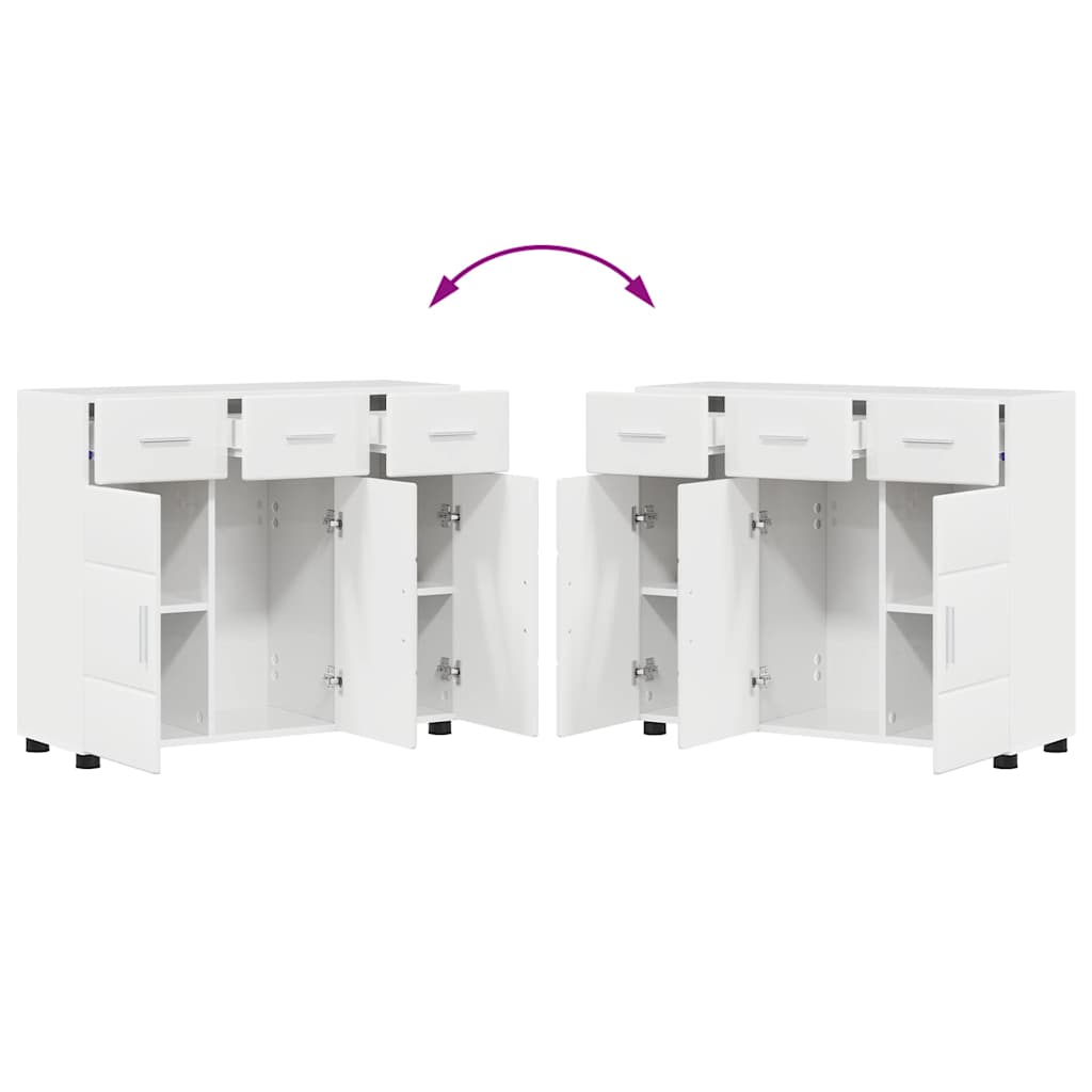 Dressoir Hoogglans wit 88,5 x 30,5 x 73 cm Bewerkt hout