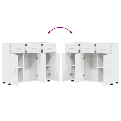 Dressoir Hoogglans wit 88,5 x 30,5 x 73 cm Bewerkt hout