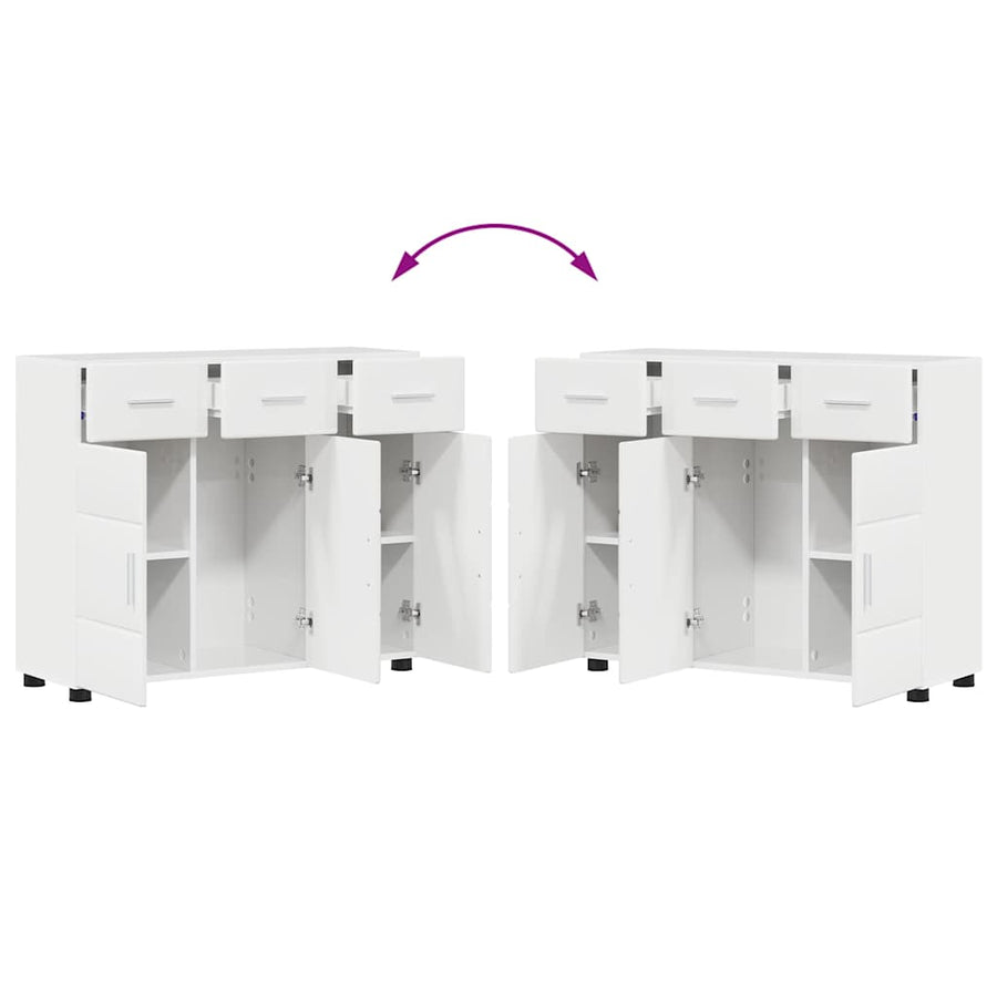 Dressoir Hoogglans wit 88,5 x 30,5 x 73 cm Bewerkt hout