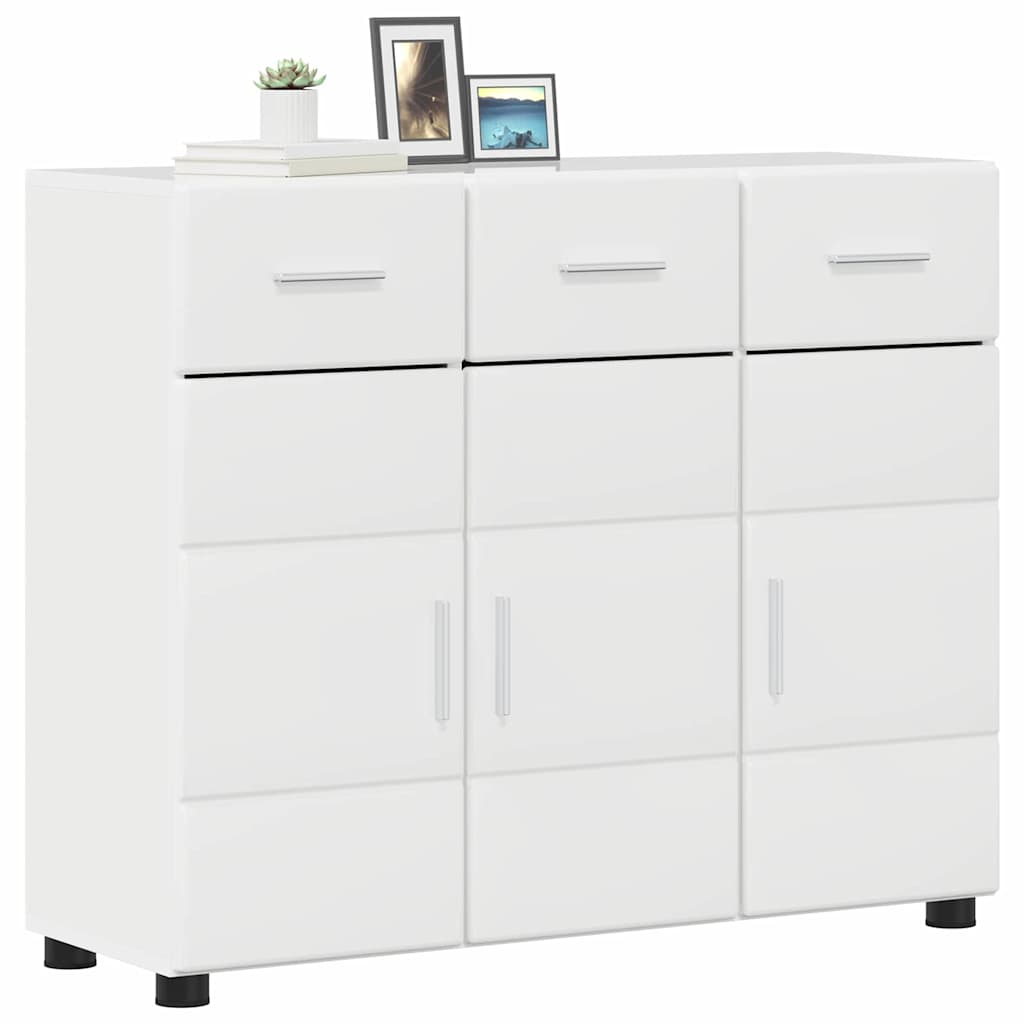Dressoir Hoogglans wit 88,5 x 30,5 x 73 cm Bewerkt hout