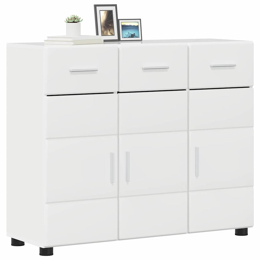 Dressoir Hoogglans wit 88,5 x 30,5 x 73 cm Bewerkt hout