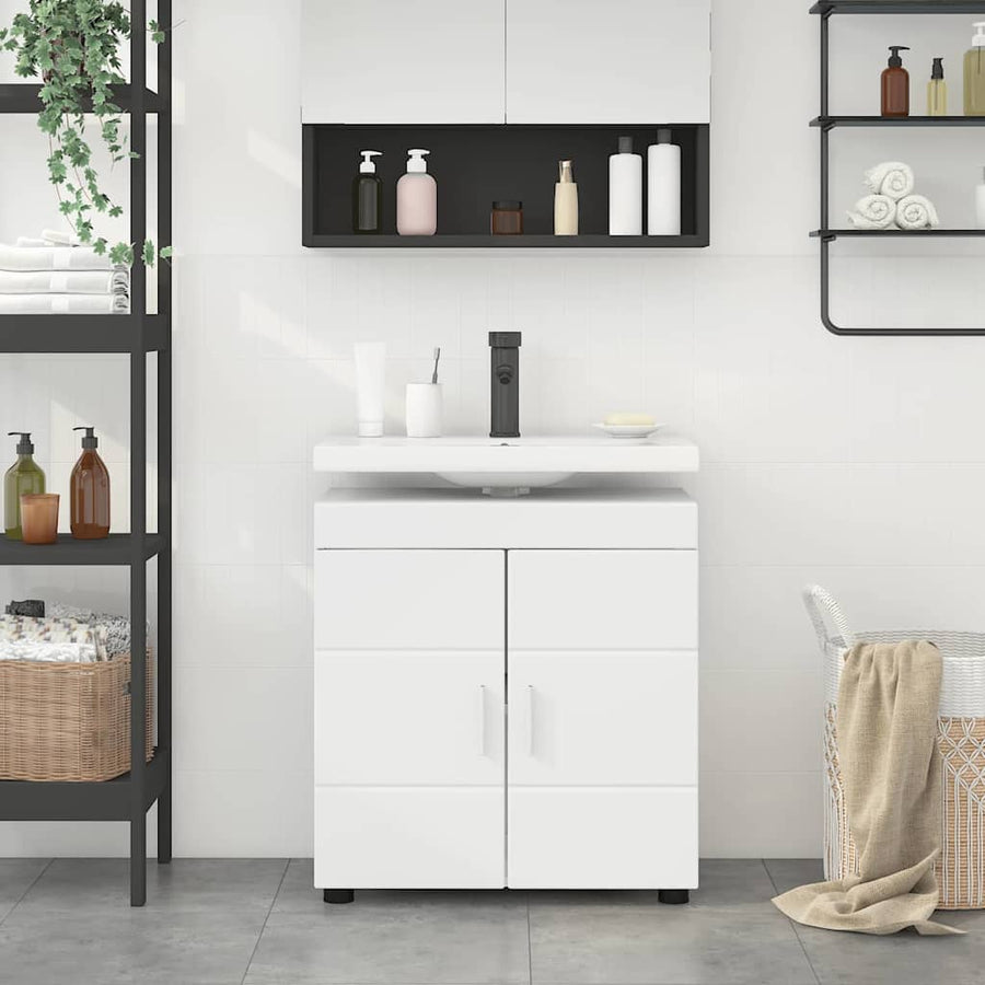 Badkamerkastenset TULUM Wit 60 x 34 x 63 cm Bewerkt hout