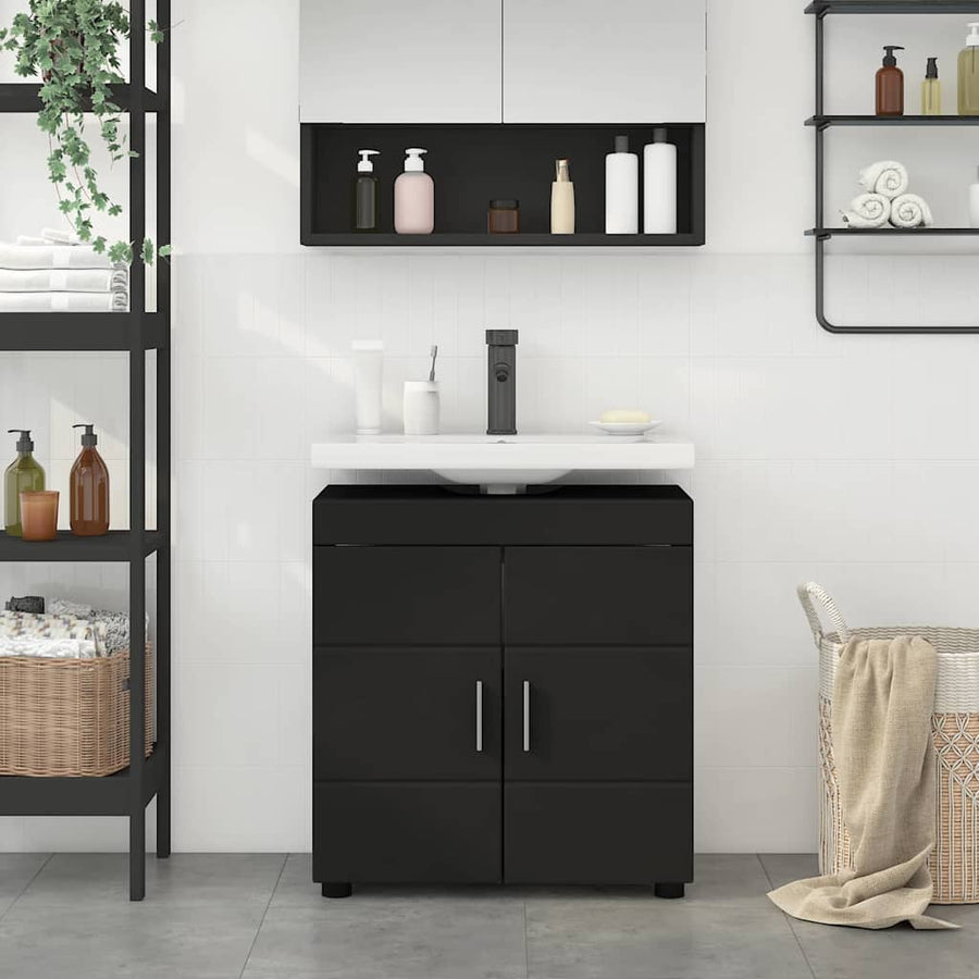 Badkamerkastenset TULUM Zwart 60 x 34 x 63 cm Bewerkt hout