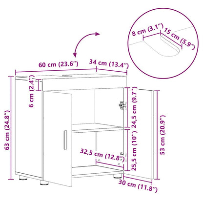 Badkamerkastenset TULUM Zwart 60 x 34 x 63 cm Bewerkt hout
