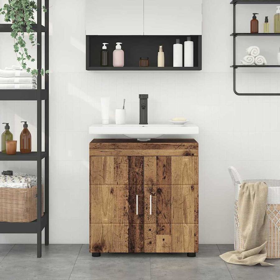 Badkamerkastenset TULUM Oudhout 60 x 34 x 63 cm Bewerkt hout